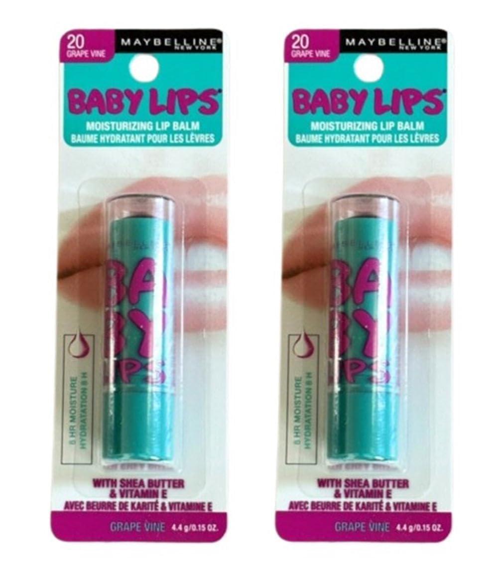 MAYBELLINE Pack of 2 Maybelline New York Baby Lips Moisturizing Lip Balm, Grape Vine 20