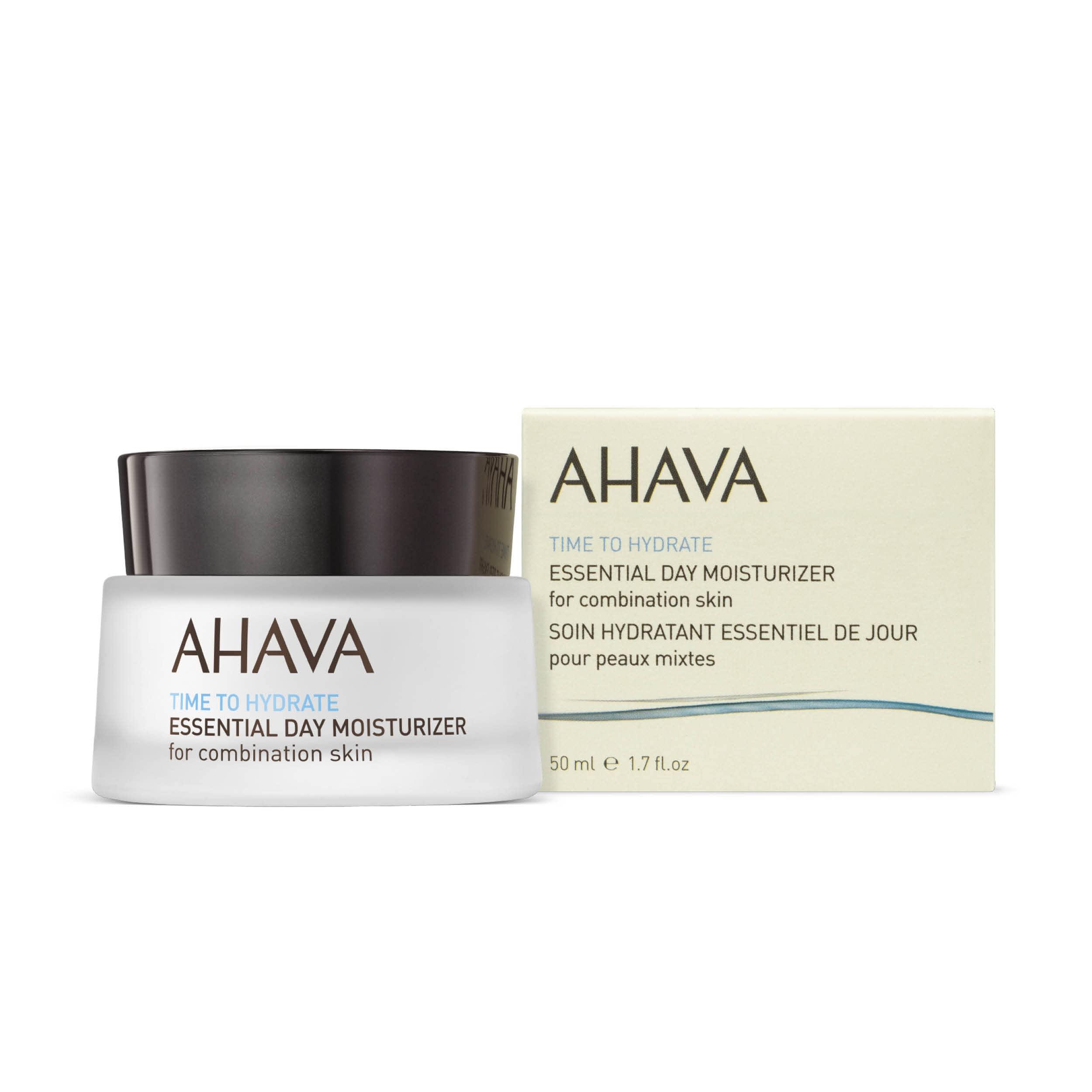 AHAVA AHAVA Essential Day Moisturizer, Combination Skin - Essential Daily Hydrating Facial & Neck Cream, Anti-Aging & Smoothing Effect, Enriched with Osmoter, Aloe Vera, Allantoin & Vitamin E, 1.7 Fl.Oz