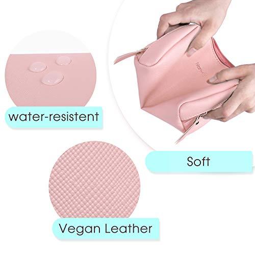 Narwey Narwey Small Vegan Leather Makeup Bag for Purse Travel Makeup Pouch Mini Cosmetic Bag for Women (Small, Pink)