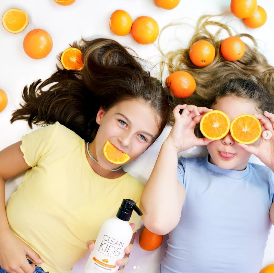 Clean Kids Naturally Clean Kids Naturally Tropical Orange Burst Shampoo, All-Natural, Gluten-free, Vegan, and Cruelty-free, Paraben-free, 16 oz, EWG Verified (1 Bottle)