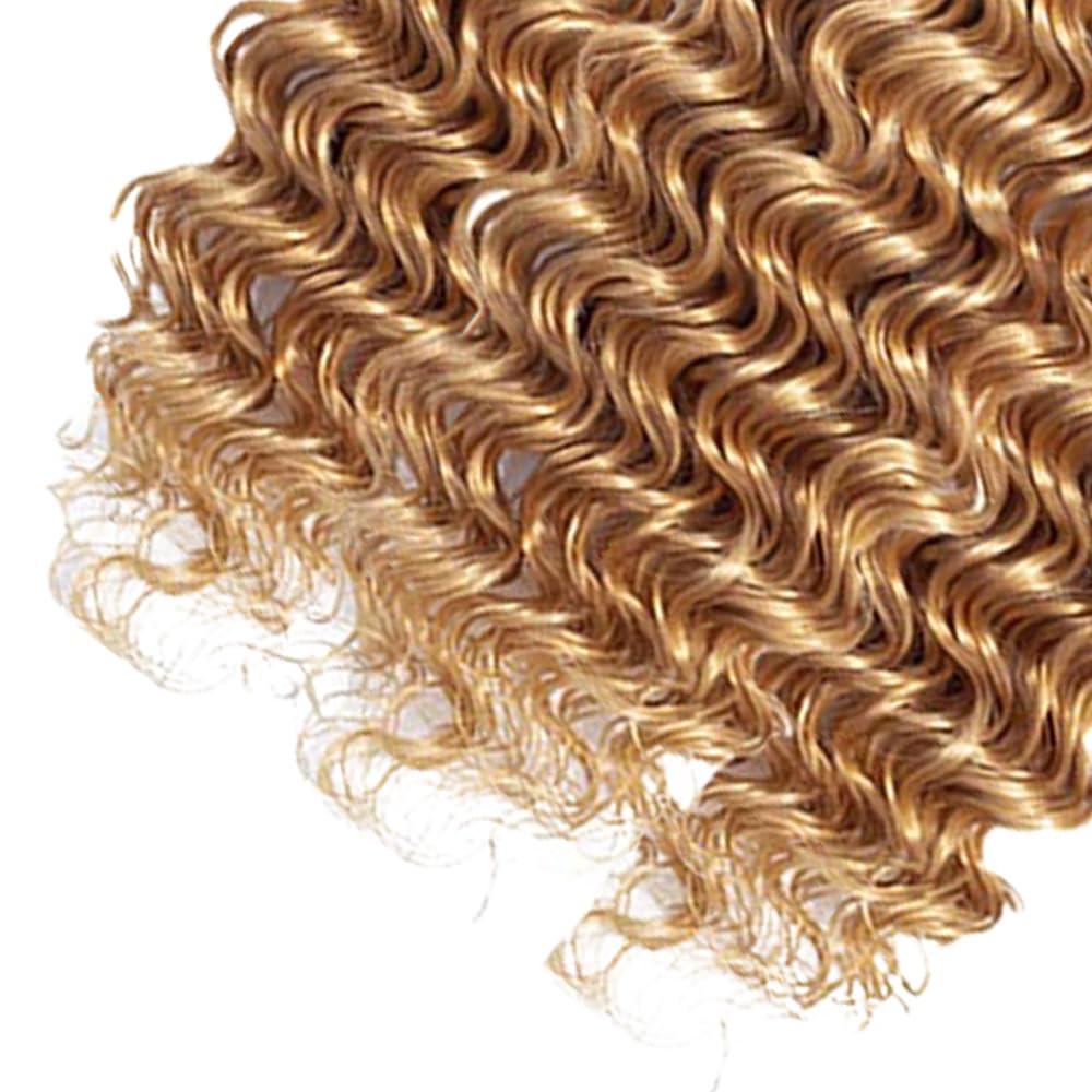 NiegMeag 1B/27 Human Hair Bundles Honey Blonde Deep Wave Bundles 2 Tone Color #1B and #27 Bundles Brazilian 8A Virgin Human Hair 3 Bundles 12 14 16 Inch 1B/27 Deep Wave Bundles