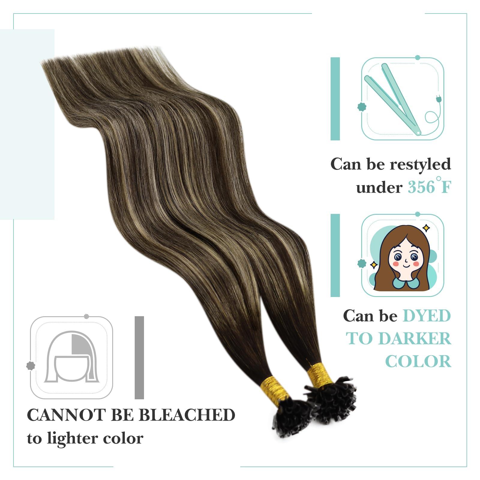 YoungSee YoungSee U Tip Hair Extensions Human Hair Dark Brown Ombre Ash Blonde U Tip Hair Extensions Human Hair Ombre Utips Hair Extensions Ombre Utip Extensions Hot Fusion Hair Extensions 22In 1G/S 50G