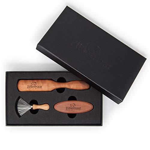 ZilberHaar Zilberhaar Beard Brush Grooming Kit (Soft Version) 2nd Cut Boar Bristles - Ideal for Stubbles and Short To Medium Beards - Distributes Balm and Oil for Growth/Styling - Comes with Brush Cleaning Tool