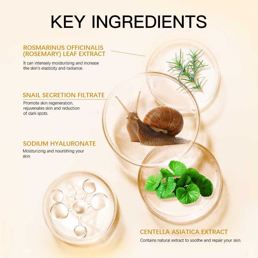 Loske Snail Mucin Serum 96%, Snail Secretion Filtrate 96%, Snail Mucin 96%, Power Repairing Essence, Snail Mucin Essence Face Serum, Hydrating Serum for Face, Eye, and Neck (2PCS)