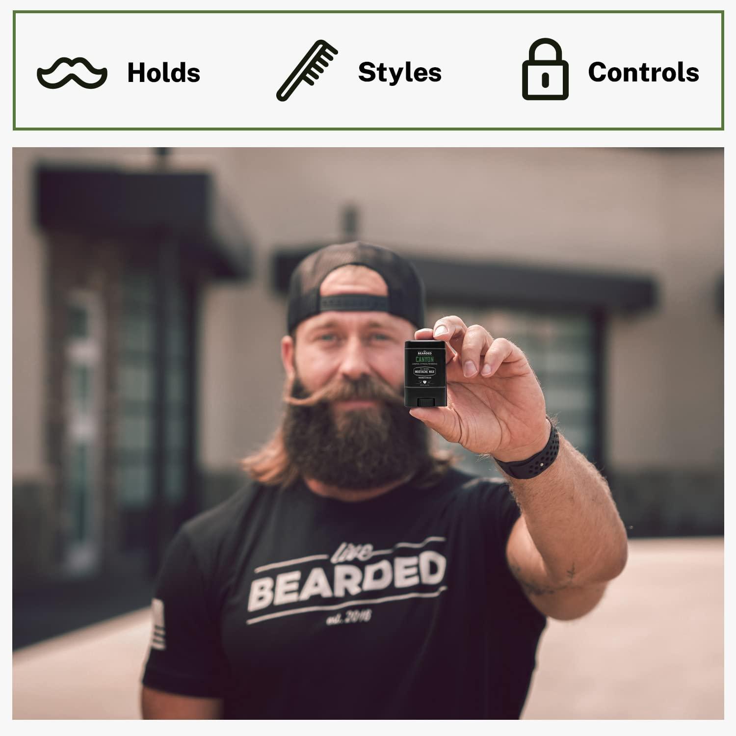 Live Bearded Live Bearded Mustache Wax Stick, 0.35 oz - Made in the USA with All-Natural Ingredients - Medium Hold Stache and Beard Styling for Men | Canyon Scent - Juniper, Cypress, Fir Needle