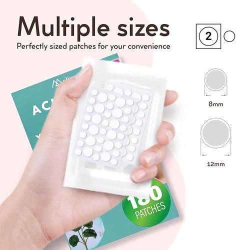MELICAN MELICAN Pimple Patches for Face 180 Count - Acne Patches for Face - Hydrocolloid Large Zit Patches - 2 Size Pimple Patch 8mm, 12mm