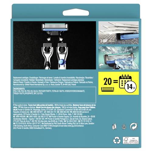 Gillette Gillette Mach3 Men's Razor Blades, Pack of 20 Refill Blades