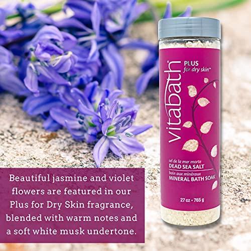 Vitabath Vitabath Plus for Dry Skin Mineral Bath Soak Reviving Muscle Recovery, Soreness, Tension Relaxing Dead Sea Salts & Skin Nourishing Botanical Oils for Women & Men - Cruelty-Free - 27 oz