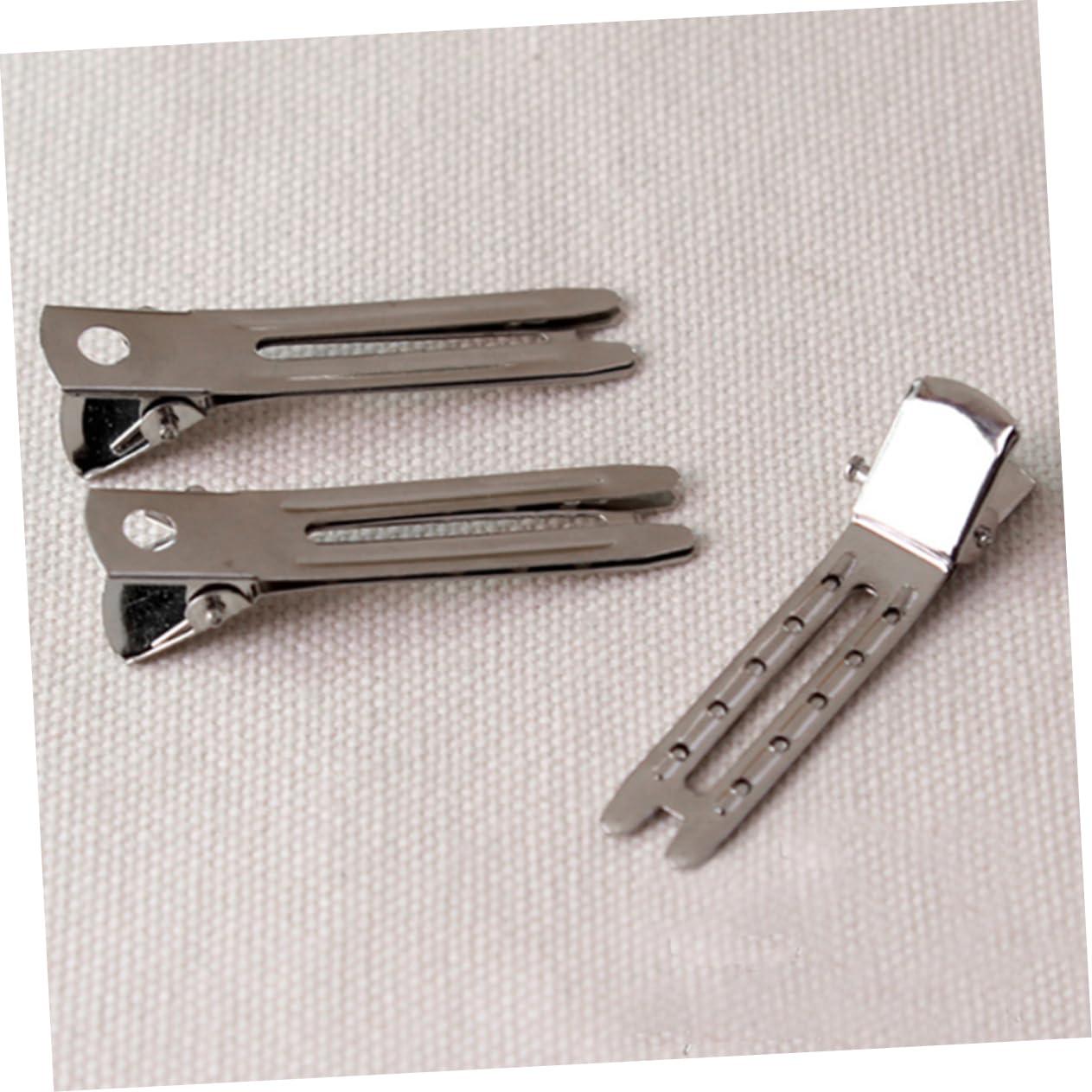 Didiseaon Didiseaon 50pcs Double Prong Metal Hair Clips Silver Plated Small Hair Alligator Clips for Braiding and Diy Hair Bow Making