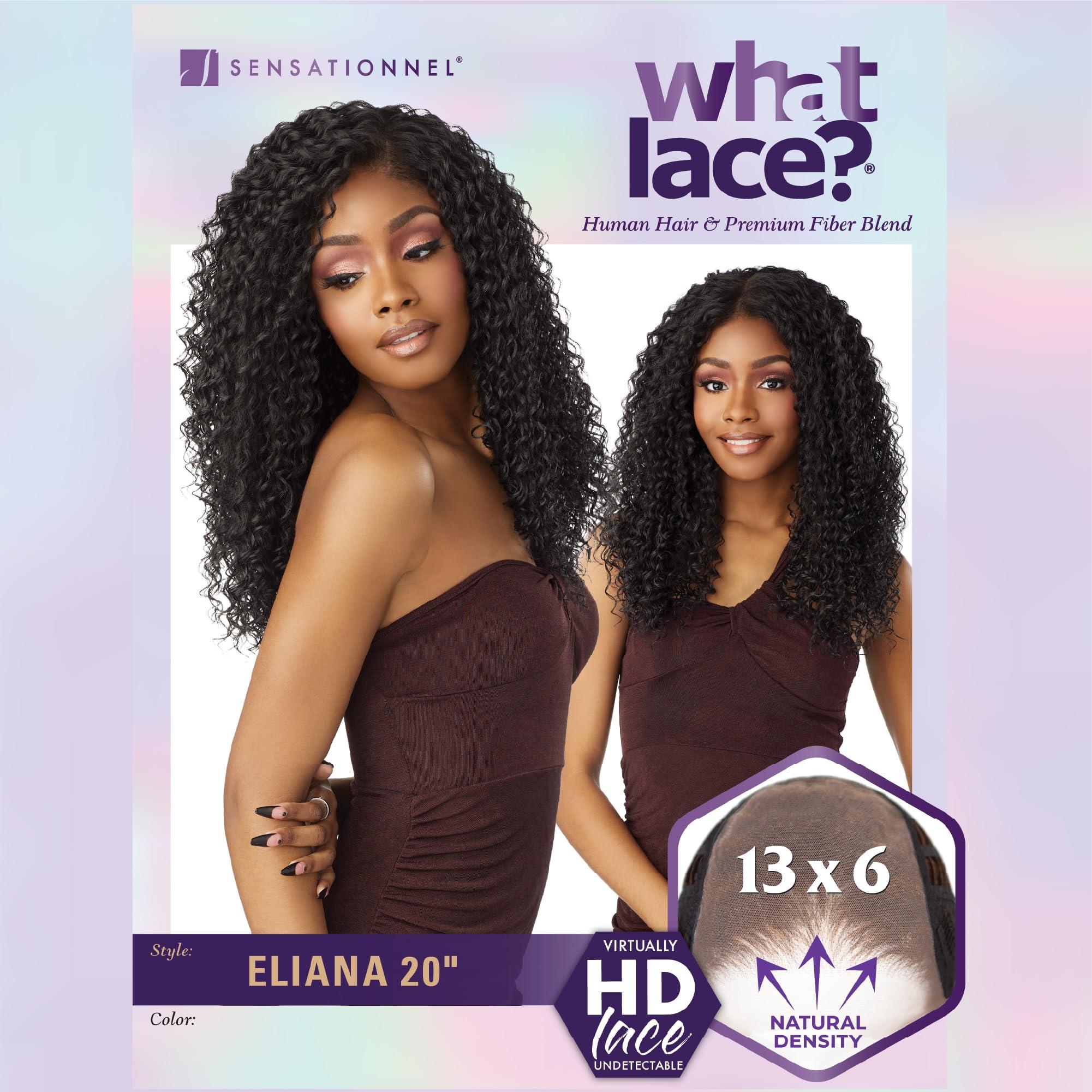 Sensationnel Sensationnel What lace 13x6 Wigs - eliana 20 inch human hair blend lacefrontal glueless synthetic with natural density preplucked hairline (2 DARKBROWN)