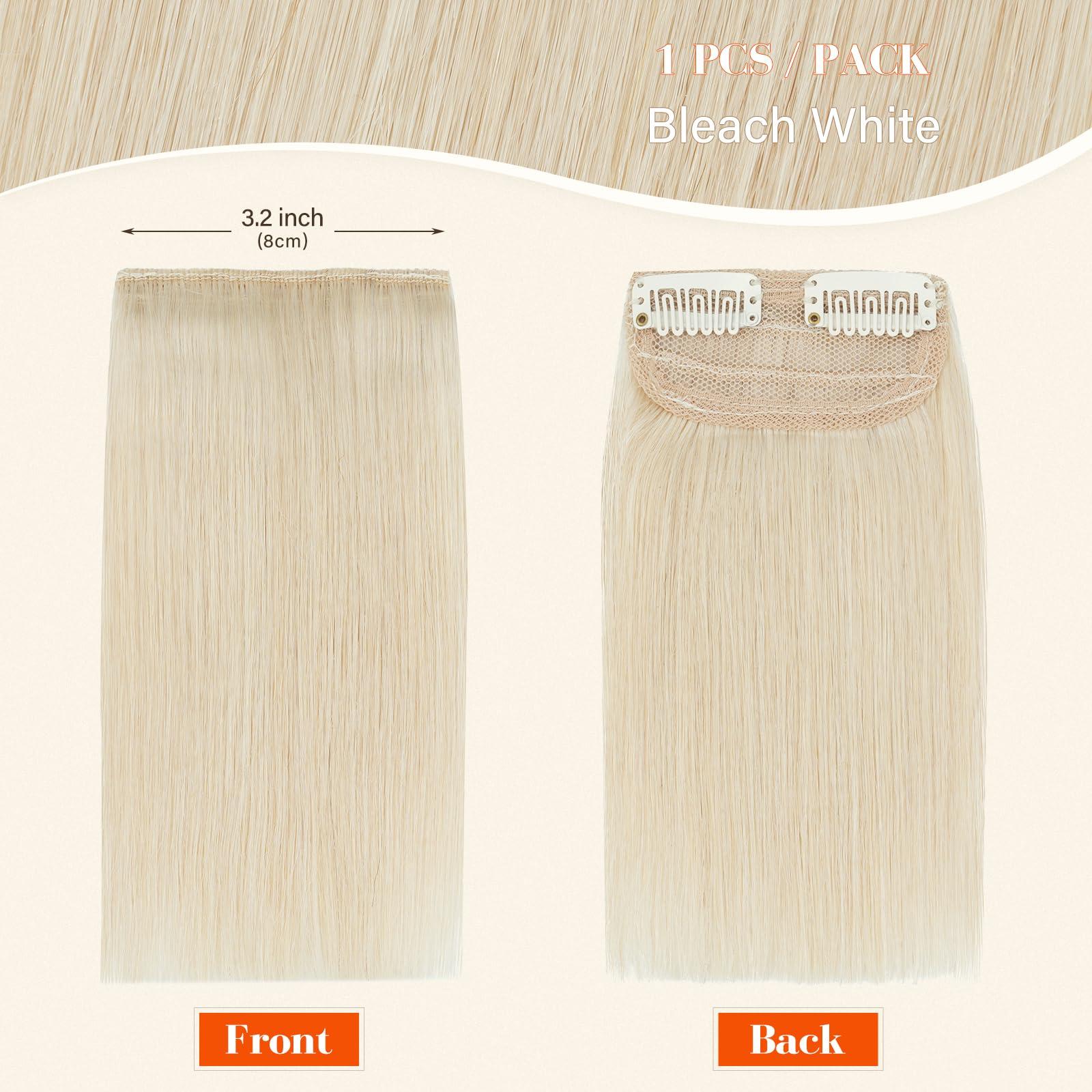 S-noilite S-noilite Hair Extensions for Short Hair Clip in Human Hair 1PCS 2 Clips Clip in Hairpieces Remy Hair For Women with Thinning Hair Add Hair Volume 12g 8Inch-Bleach White