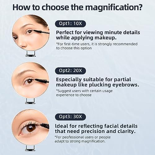 Suupvaor 6inch 30X Magnifying Mirror with Stand & Suction Cups, Large Travel Magnified Mirror 30 x High Magnification Makeup Mirror for Handheld Table Wall-Mounted Use, 30x Travel Magnifying Mirror & Tweezers