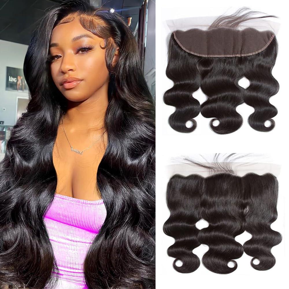 mmiQus mmiQus 13x4 Frontal Body Wave Lace Frontal 100% Human Hair Ear to Ear lace Frontal 13x4 Body wave hd Transparent Lace Closure 16 Inch