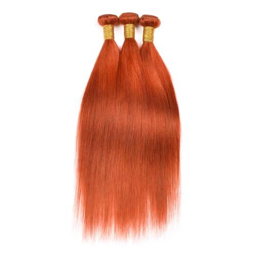 Fridnae #350 Straight Ginger Bundles Human Hair Orange Bundles 24 26 28 Inch Soft and Healthy Human Hair 3 Bundles for Black Women Extension