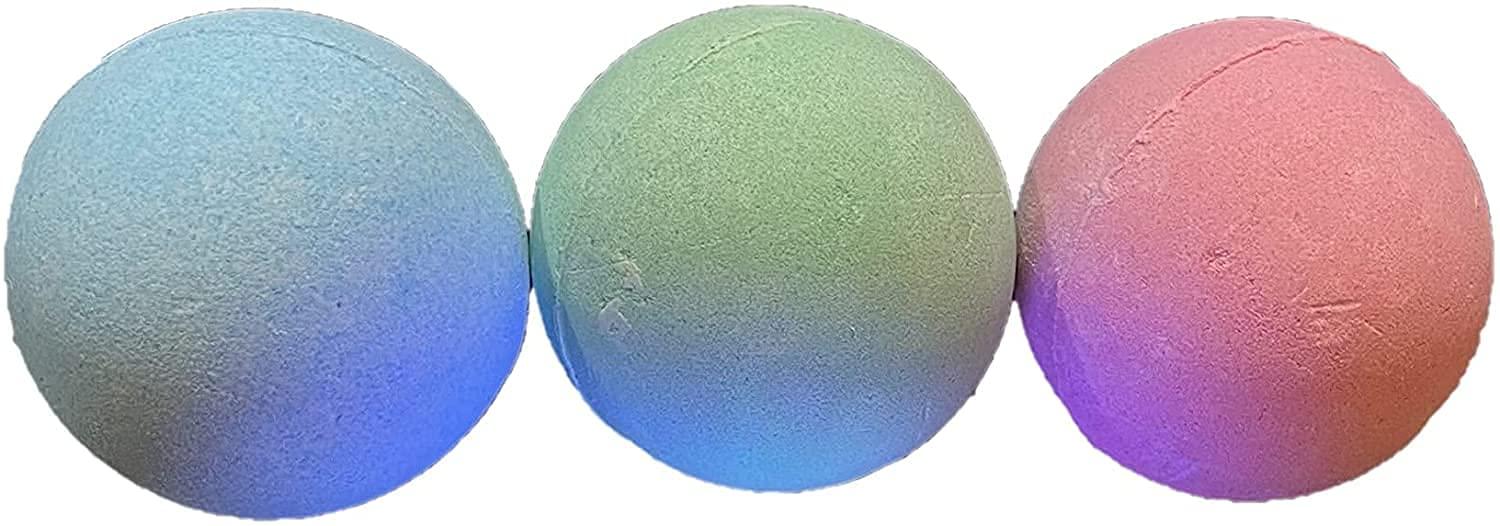 Biblebanz Glow in The Dark Light Up Glowing Bath Bombs for Ages 15 and Up Teens Adults Surprise Disco Lights Plastic Glowing Cube Inside - Pink Green Blue Bath Bombs - Fun - Smells Nice Fizz Great Gift Set of 3