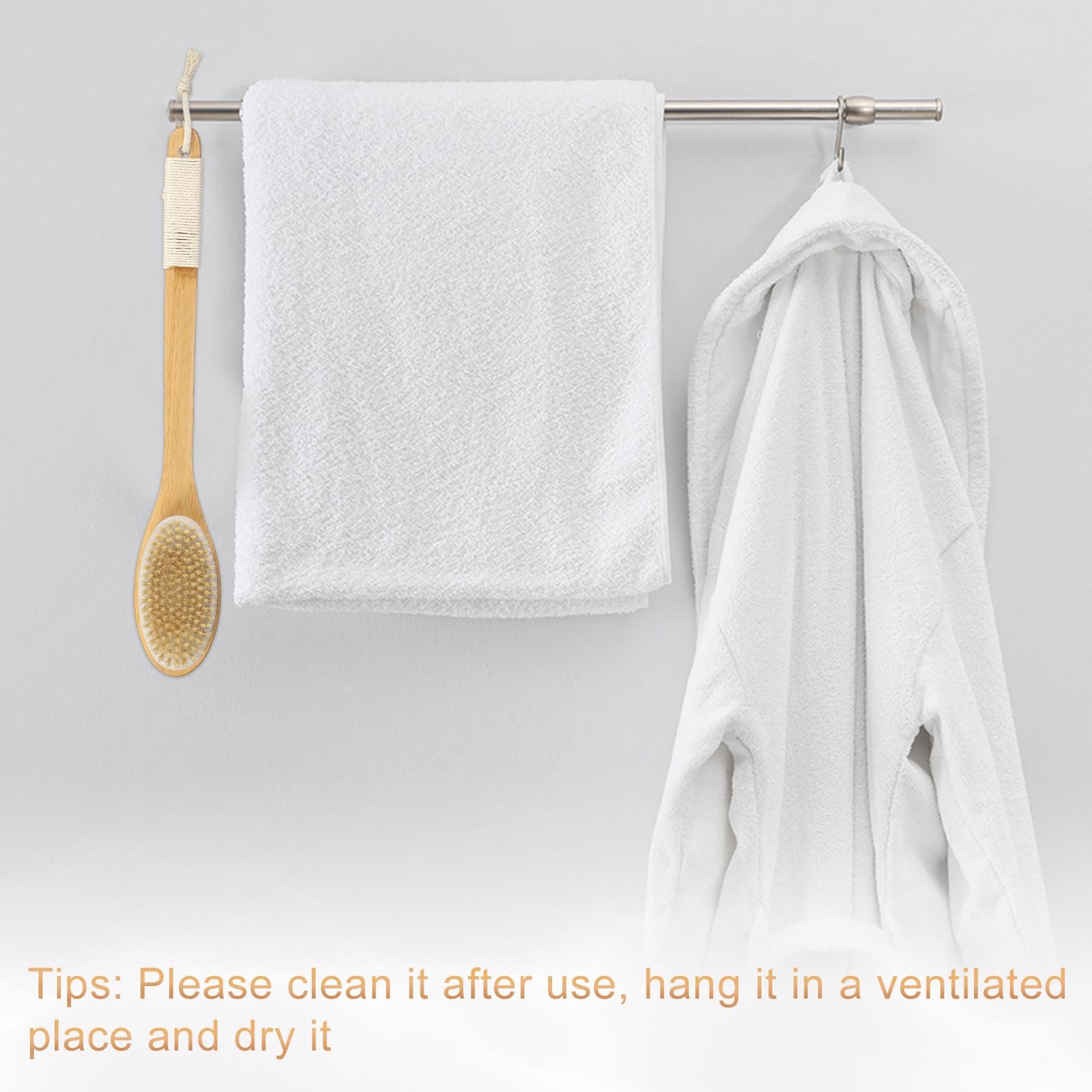 VOCOSTE VOCOSTE Boar Bristle Dry Brushing Body Brush, 18inch Bath Brush Curved Long Handle for Shower, Wooden Body Brush for Showering and Exfoliating, Body Scrubber for Men Women