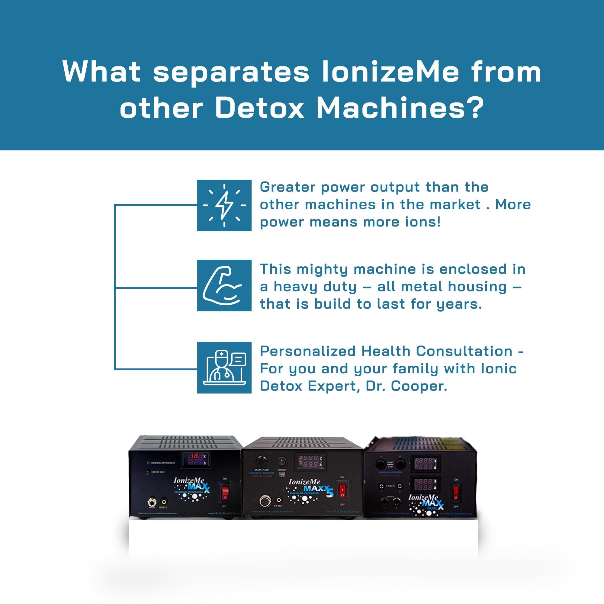 HEALTH AND MED.COM HEALTHandMED IonizeMe Maxx-Powerful 20 Volts, 2.5 Amperes Heavy Duty Ionic Foot Bath Detox Machine (Starter Package) with 5 Year Warranty and Detox Expert Phone Consultation | Made in USA