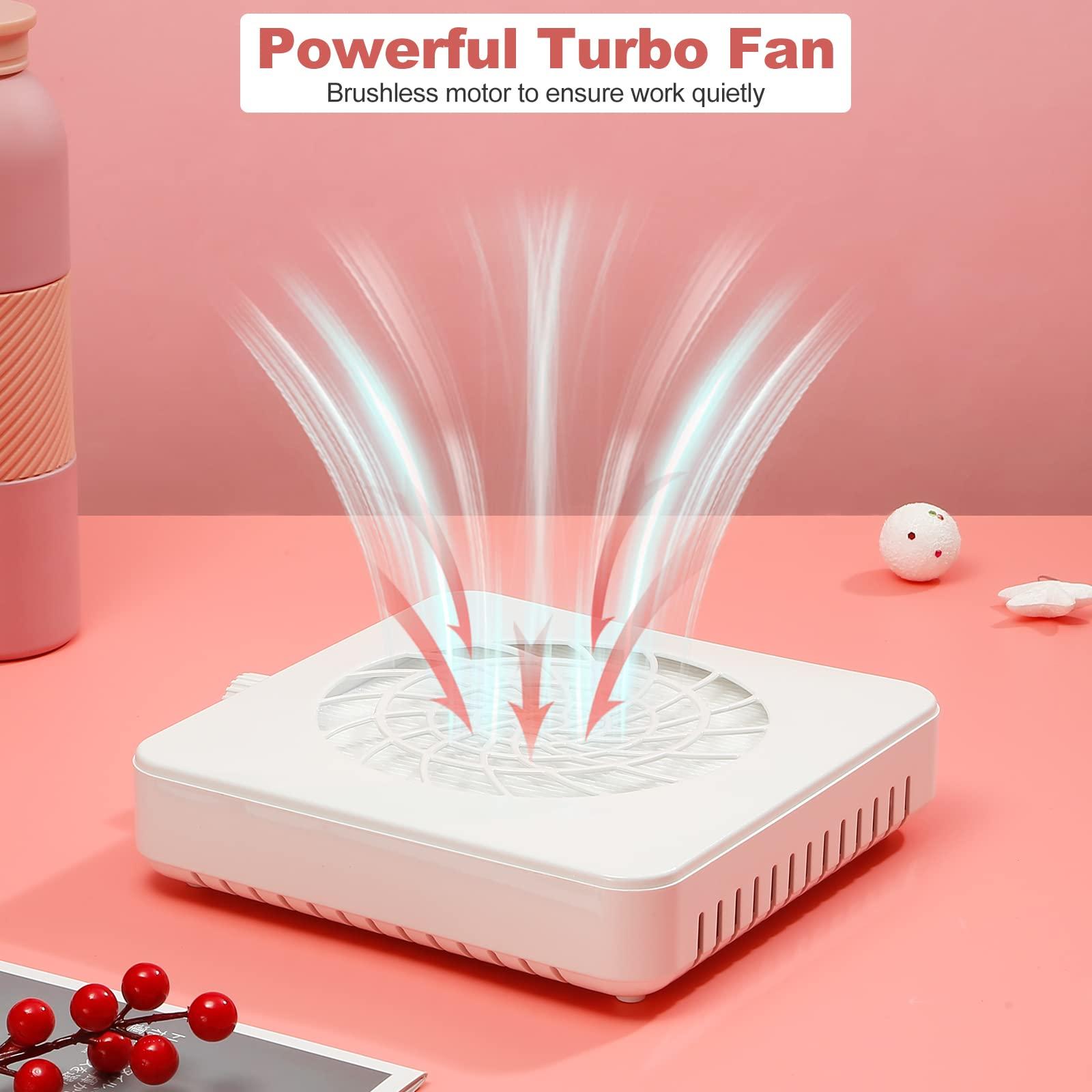 Ludysic Nail Dust Collector with Reusable Filter, Nail Extractor Vacuum Acrylic Nail Dust Cleaner with Powerful Nail Vacuum Fan,Perfect for Home and Salon, Low Noise (White)