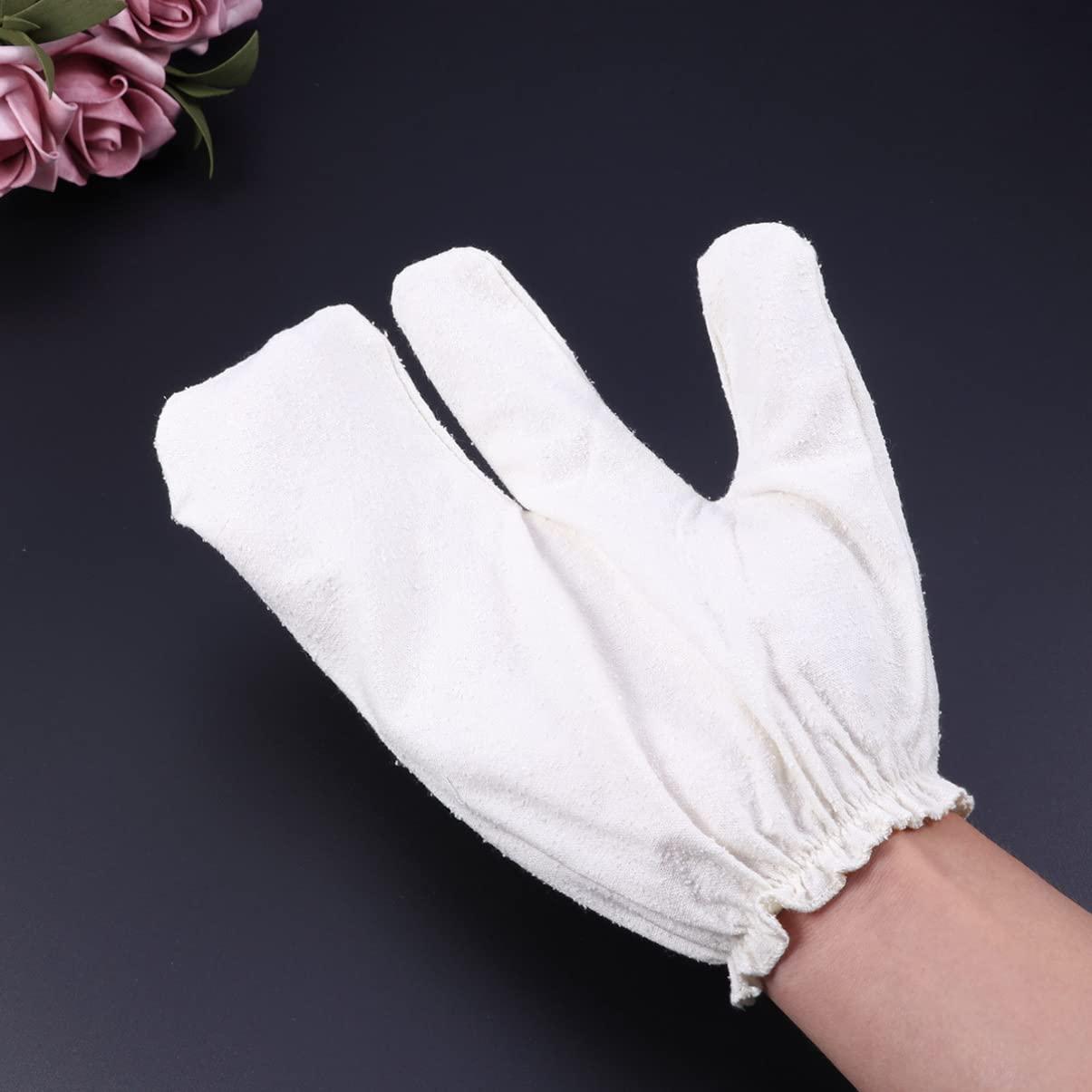 OHPHCALL OHPHCALL Bath Mitts Silk Gloves for Massage Bath Gloves Korean Scrub Mitt Back Washer Sponge Loofah Glove Body Scrubber Loofah Exfoliating Glove Bath Scrubber for Body Shower Gloves White