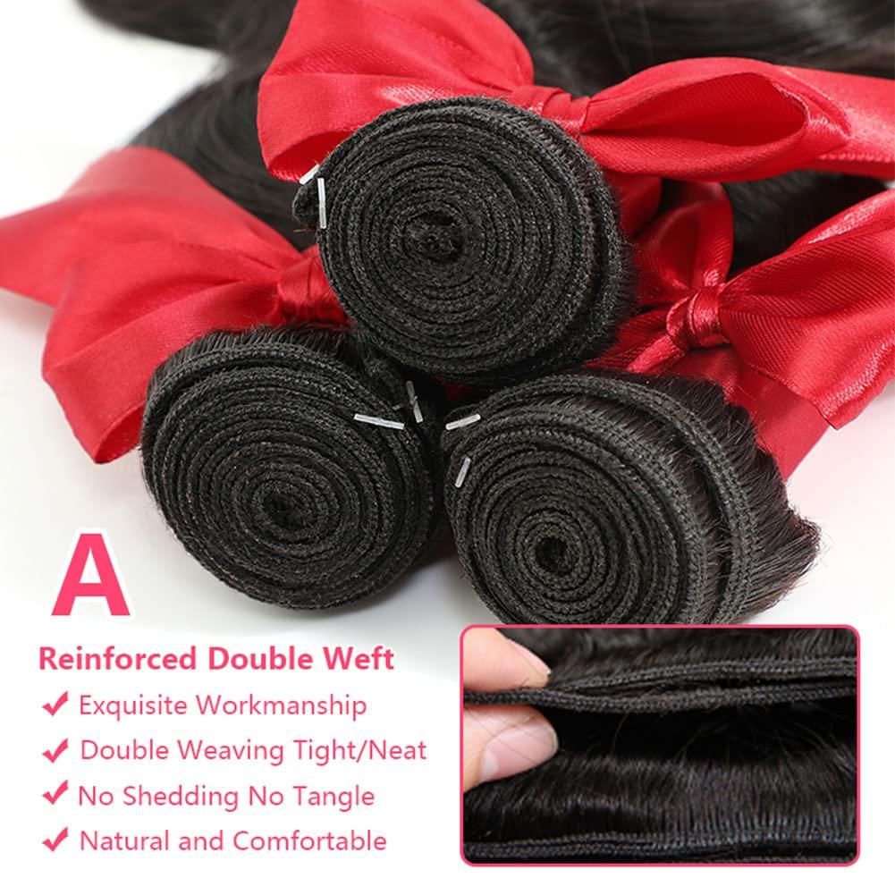 JARAMA 10A Brazilian Body Wave Bundles 18 20 22 Inch Human Hair Bundles 100% Unprocessed Virgin Hair Body Wave 3 Bundles Human Hair Weave Bundles Deals 1B Natural Black