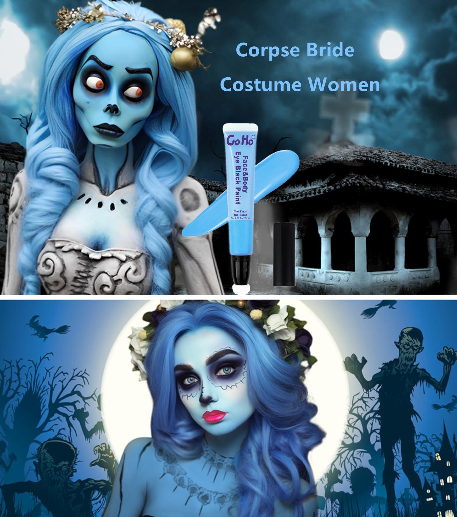 Go Ho Go Ho Light Blue Face Paint,Waterproof Oil Based Cream Pale Blue Face Body Paint Stick for Halloween Cosplay SFX Corpse Bride Costume Sally Makeup