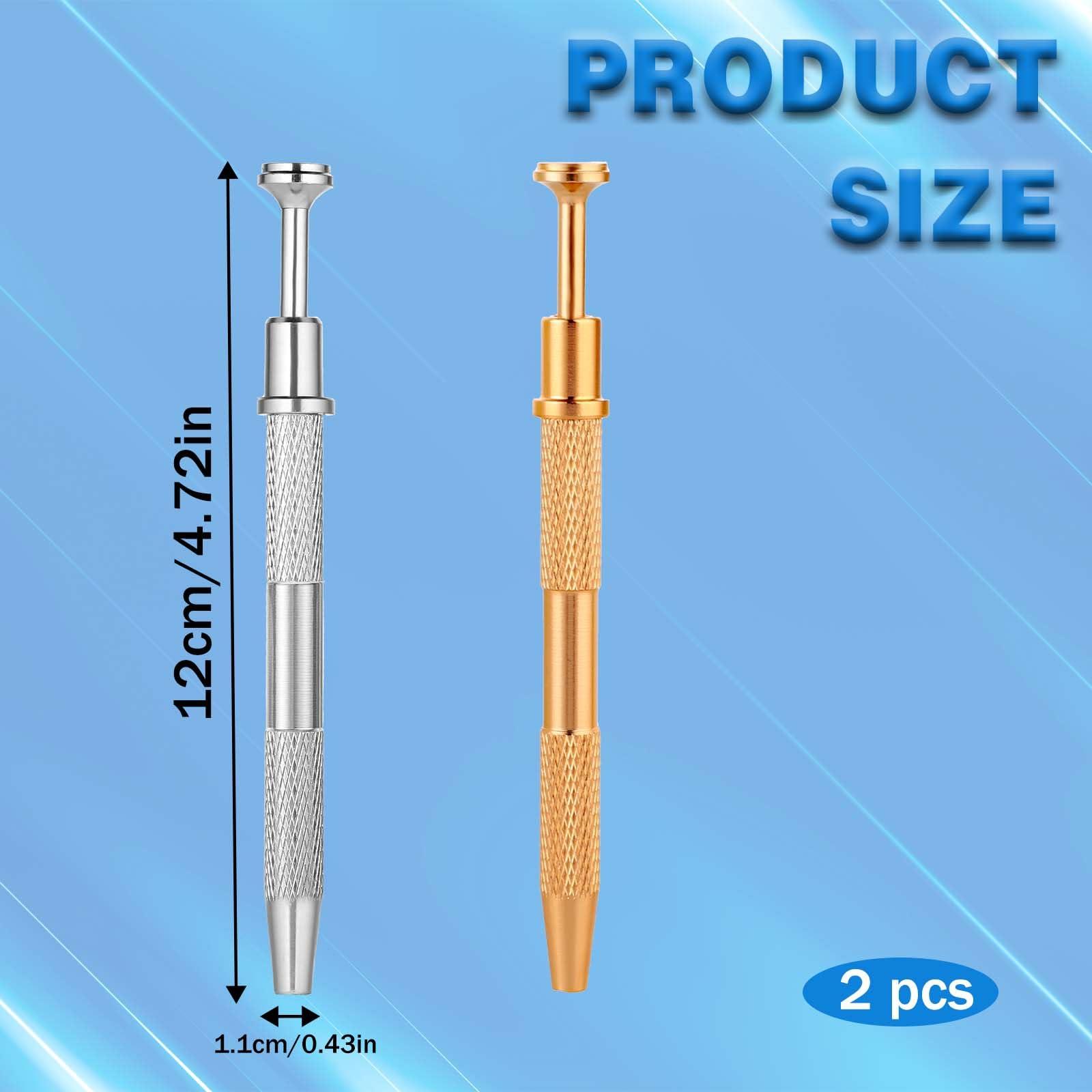 ZEYIYER ZEYIYER 2PCS Piercing Ball Grabber Tool, Stainless Steel 4-Claw Pick up Tool, Piercing Ball Screw on Tool Pickle Grabber for IC Chip Electronic Small Parts Pearl Bead Pickup (Gold & Silver)