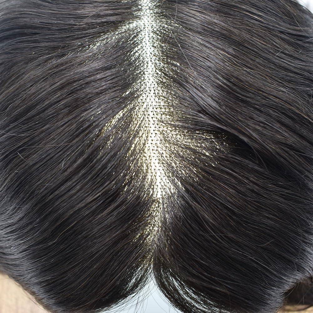 RESHE RESHE Hair System For Mens Toupee Hair Replacement System For Men Hairpieces Toupee For Men Hair Pieces For Men Hair Systems Protesis Capilar Para Hombre 6X9#1 Jet Black