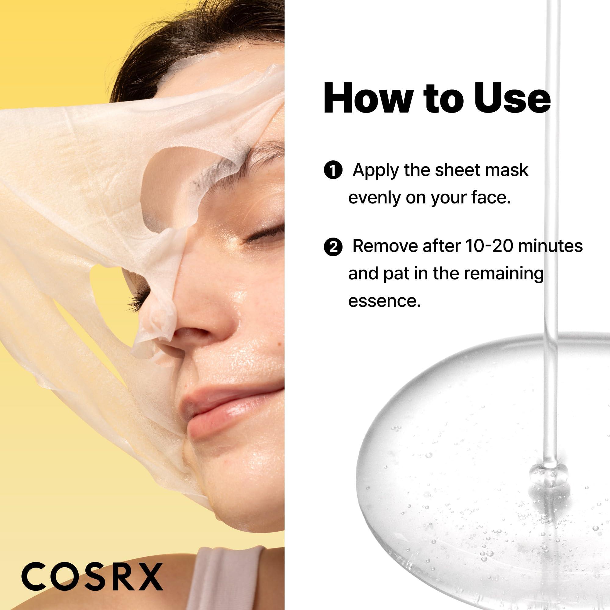 COSRX COSRX Snail Mucin Sheet Mask 10 EA with Snail Mucin Serum, Self Care, Face Masks for Dry, Sensitive Skin, Not Tested on Animals, No Parabens, No Sulfates, Korean Skin Care