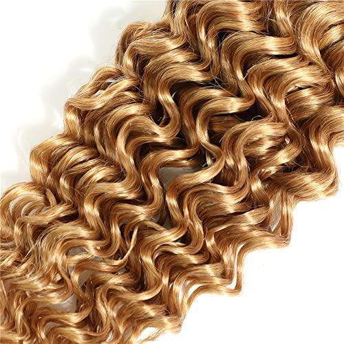AuokMar #27 Curly Blonde Bundles Human Hair Virgin Hair Extensions Kinky Curly Hair 22 24 26 In Unprocessed Virgin Hair For Black Women 8A Grade Weave And Weft Hair Extensions