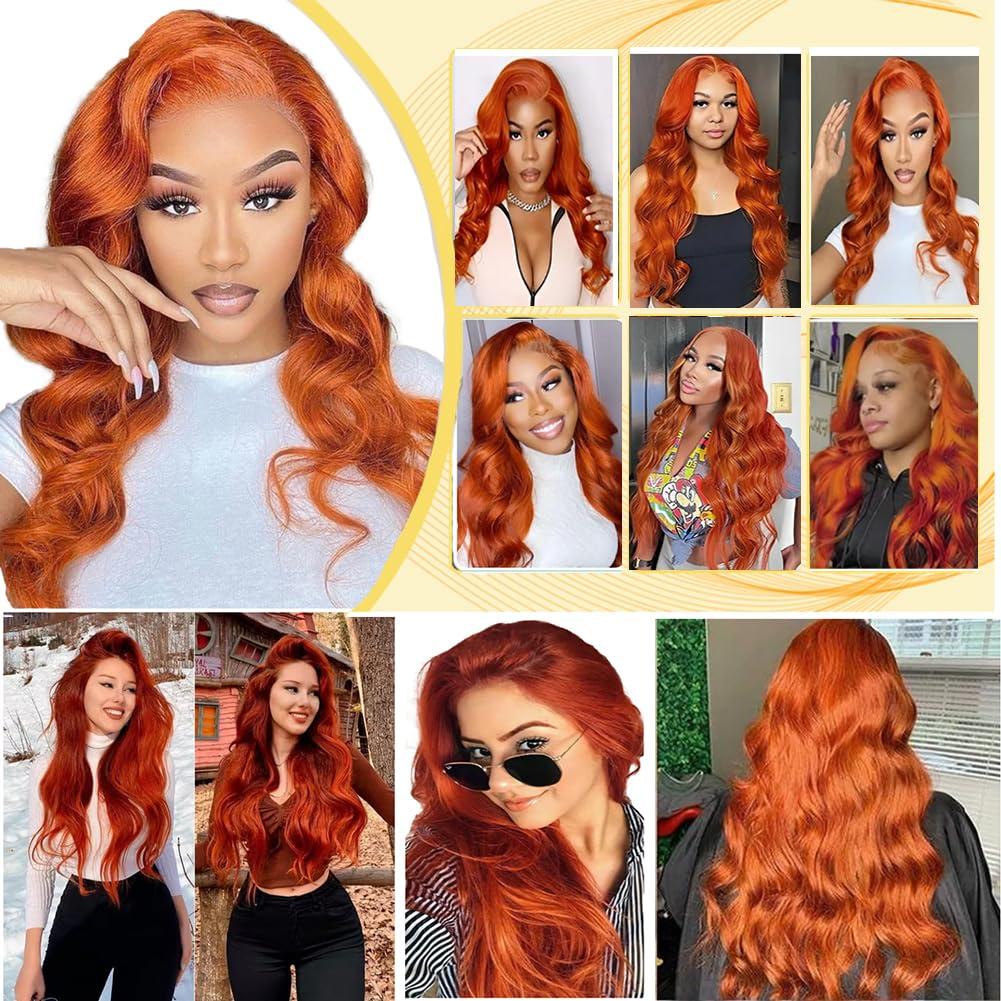 Kiss darling LASHES Ginger Tape in Hair Extensions 24inch 40pcs 100g Real Human Hair Extensions Body Wave Tape in Human Hair Seamless Remy Human Hair Extensions Full Head