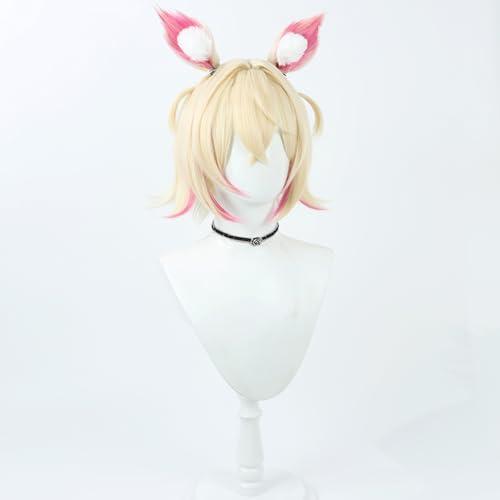 TEDPRBGE TEDPRBGE 3th Idol Cosplay Wig Highlight Ombre Pink Gold Wig Layered Wig with Bangs Heat Resistant Synthetic Hair Wigs Role Play Wig 12 inches + Ear