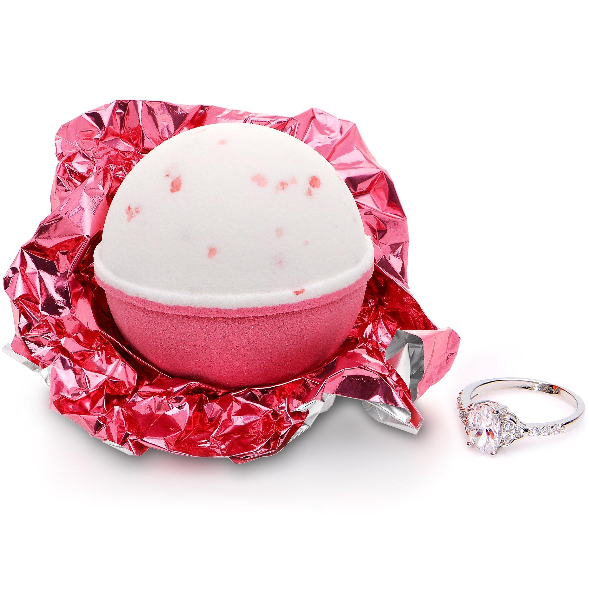 Jackpot Candles Bath Bomb with Surprise Size Ring Inside - Pink Himalayan Sea Salt Extra Large 10 oz. Bath Bombs with Jewelry - Hand Made in USA - Perfect for Spa & Bubble Bath. Great Gift for Birthday, Mothers Day
