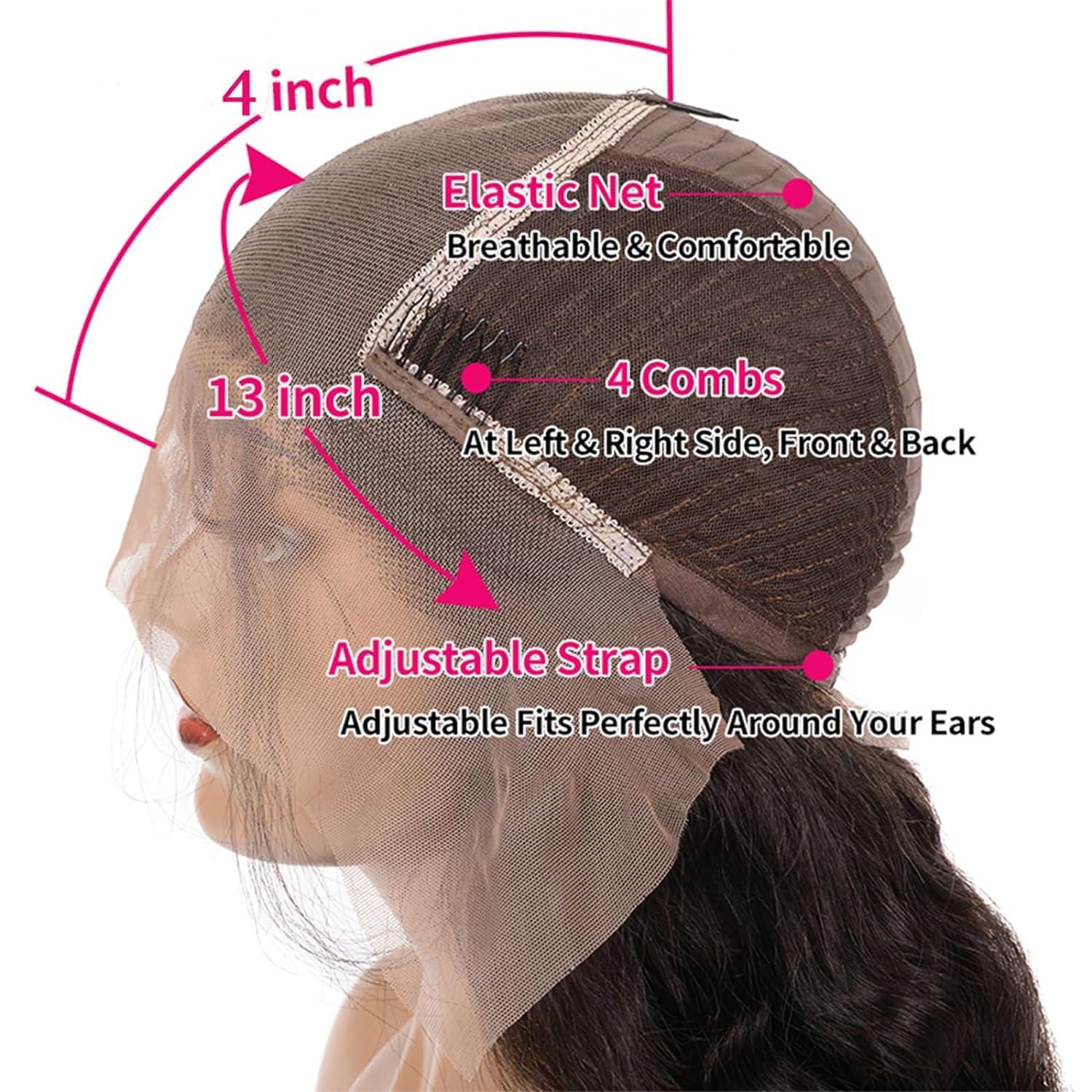 Lantianlvye 18 Inches Ombre Brown Body Wave Lace Front Wigs Highlight #27/30 Human Hair Pre Plucked Glueless Wig 150% Density 13x4 HD Transparent Frontal Wigs Lace Front Wigs for Black Women