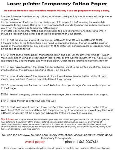 World Paper TempTattoo Laser Temporary Tattoo Paper, Multiple Sheets Packages 11" x 17" From 2 up to 25 Sheets (11" x 17", Pearl Pack 5 Sheets)