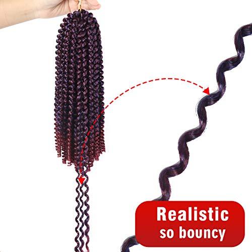 Beyond Beauty 14 Inch Spring Twist Crochet Braids Hair for Butterfly Locs Bomb Twist Crochet Hair Beyond Beauty Ombre Colors Synthetic Fluffy Hair Extension 3 Packs 30 Strands 190g/Pack(14 Inch, Dark&Light Wine)
