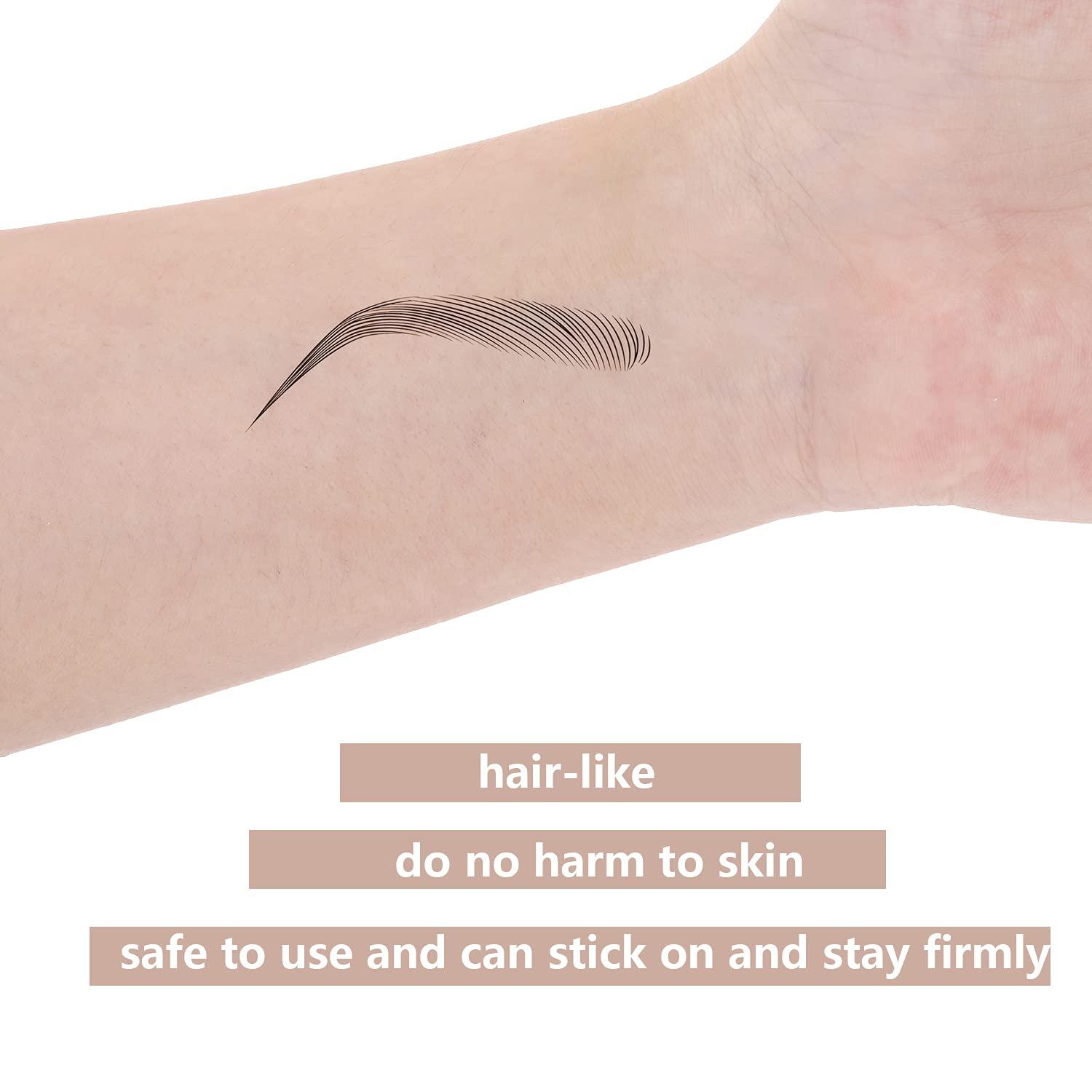 Blulu Blulu 6 Sheets 4d Hair-like Waterproof Eyebrow Tattoos Stickers Transfers Temporary Brow Tattoo Peel off Grooming Shaping Sticker in Arch Style, 66 Pairs Black(Elegant Styles)