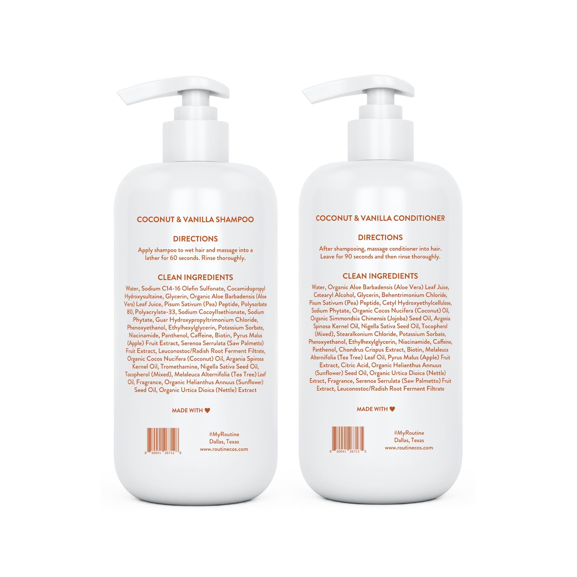 Routine Wellness Routine Wellness Anti-Thinning Shampoo and Conditioner Set for Thinning Hair - Biotin DHT Blocker Women & Men - Color Safe Shampoo for Hair Loss & Healthier Growth - Coconut & Vanilla (Pack of 2)