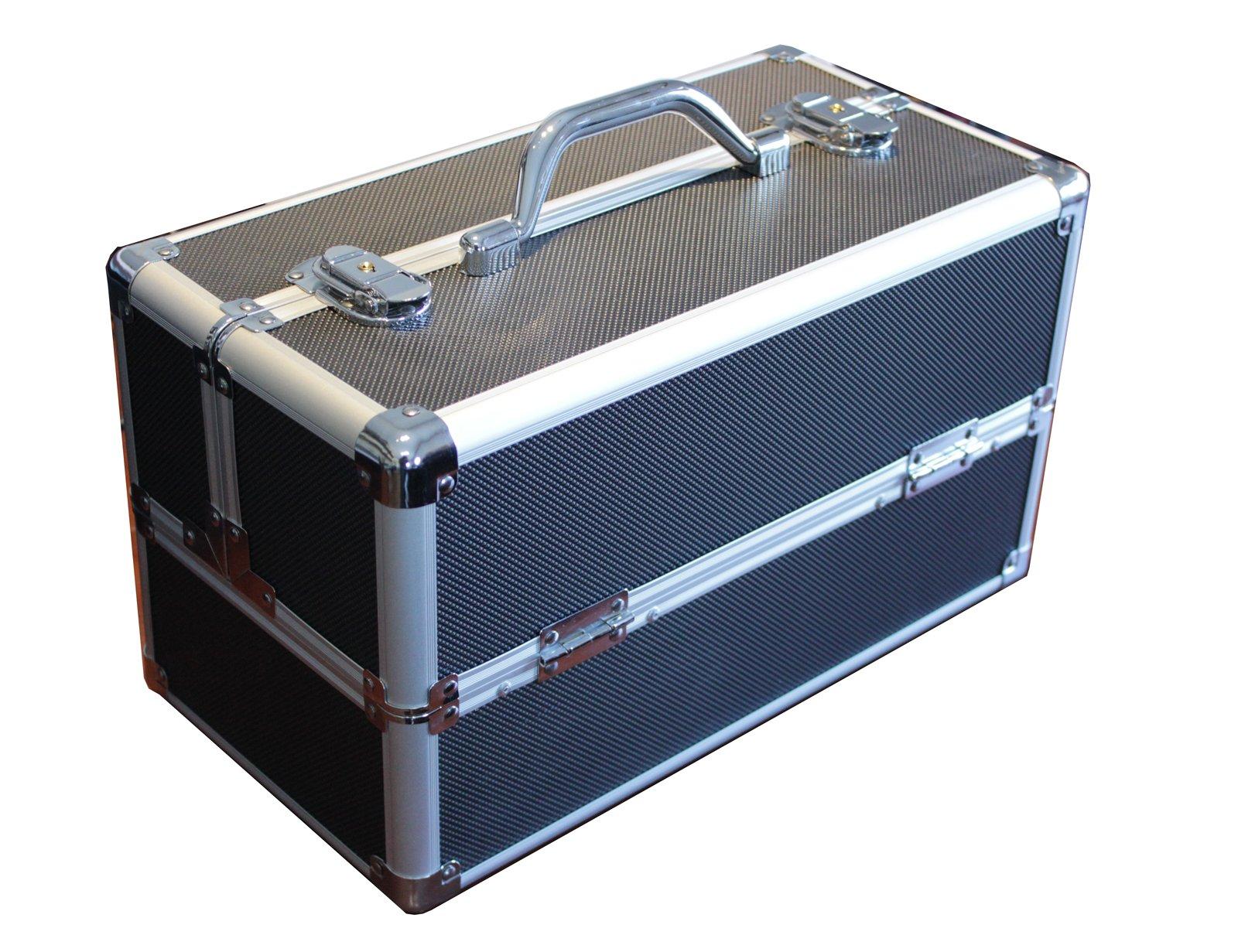 Hongwa Hongwa Black Aluminum Like Hard Makeup Train Case Store and Carry