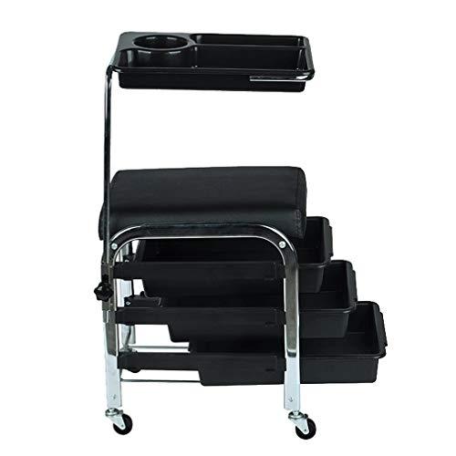 JJPSQ HORV Mobile Salon Hairdresser Barber Beauty Storage Trolley Manicure Nail Hair Tool Cart Chair Pedicure Stool Table (Black,White)