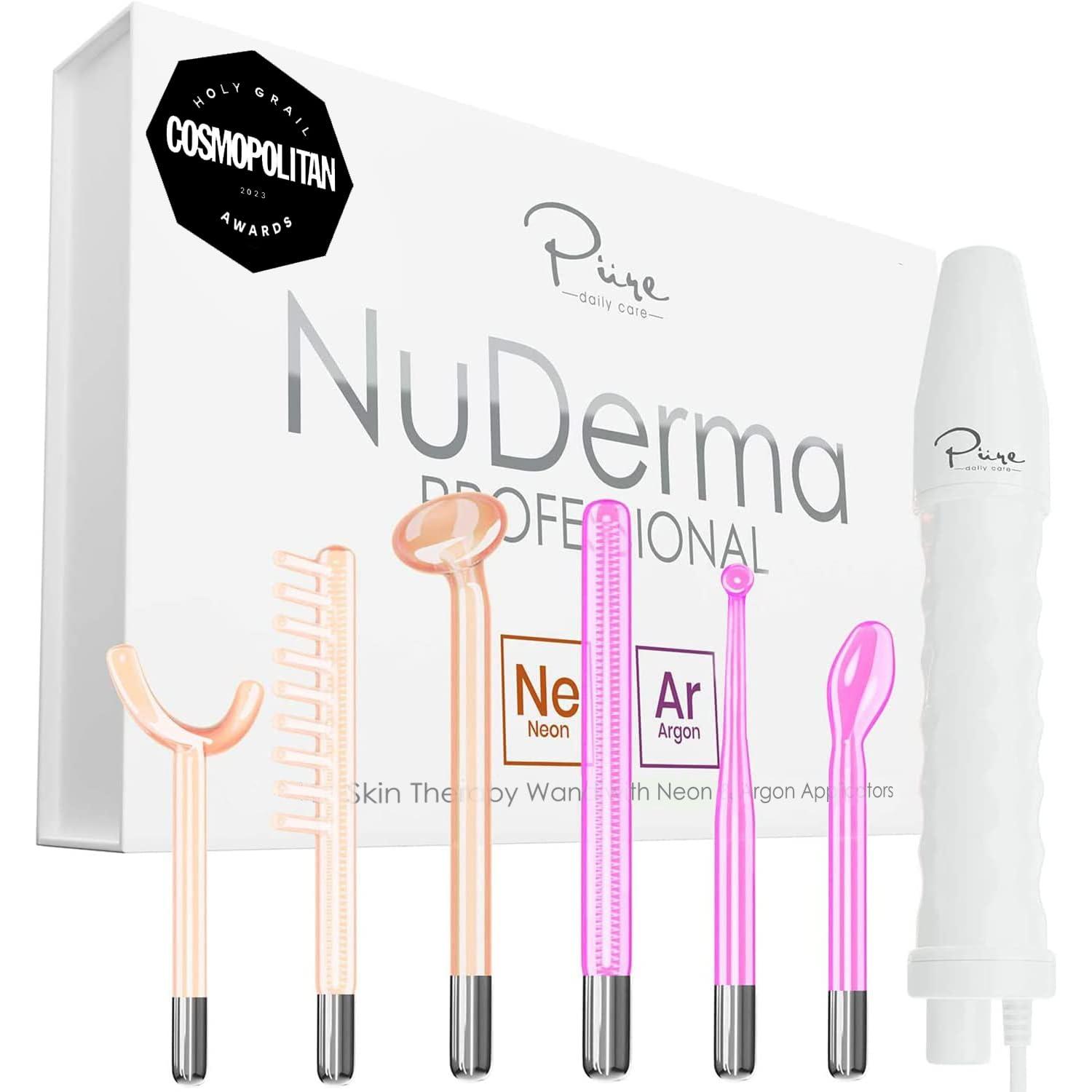 Pure Daily Care NuDerma Professional Skin Therapy Wand - Portable Skin Therapy Machine with 6 Neon & Argon Wands Boost Your Skin Clear Firm & Tighten