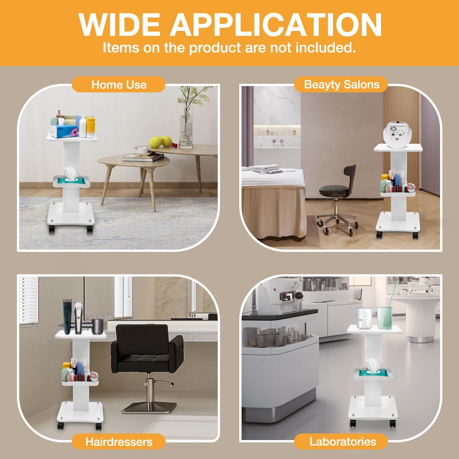 CheriMuMu CheriMuMu Beauty Salon Trolley Cart, Portable Beauty Tray Spa Trolley Stand Salon Rolling Tray Cart, Beauty Instrument Storage Tray Mobile Cart with 360 Rotatable Swivel Wheel, Load 88.18lbs