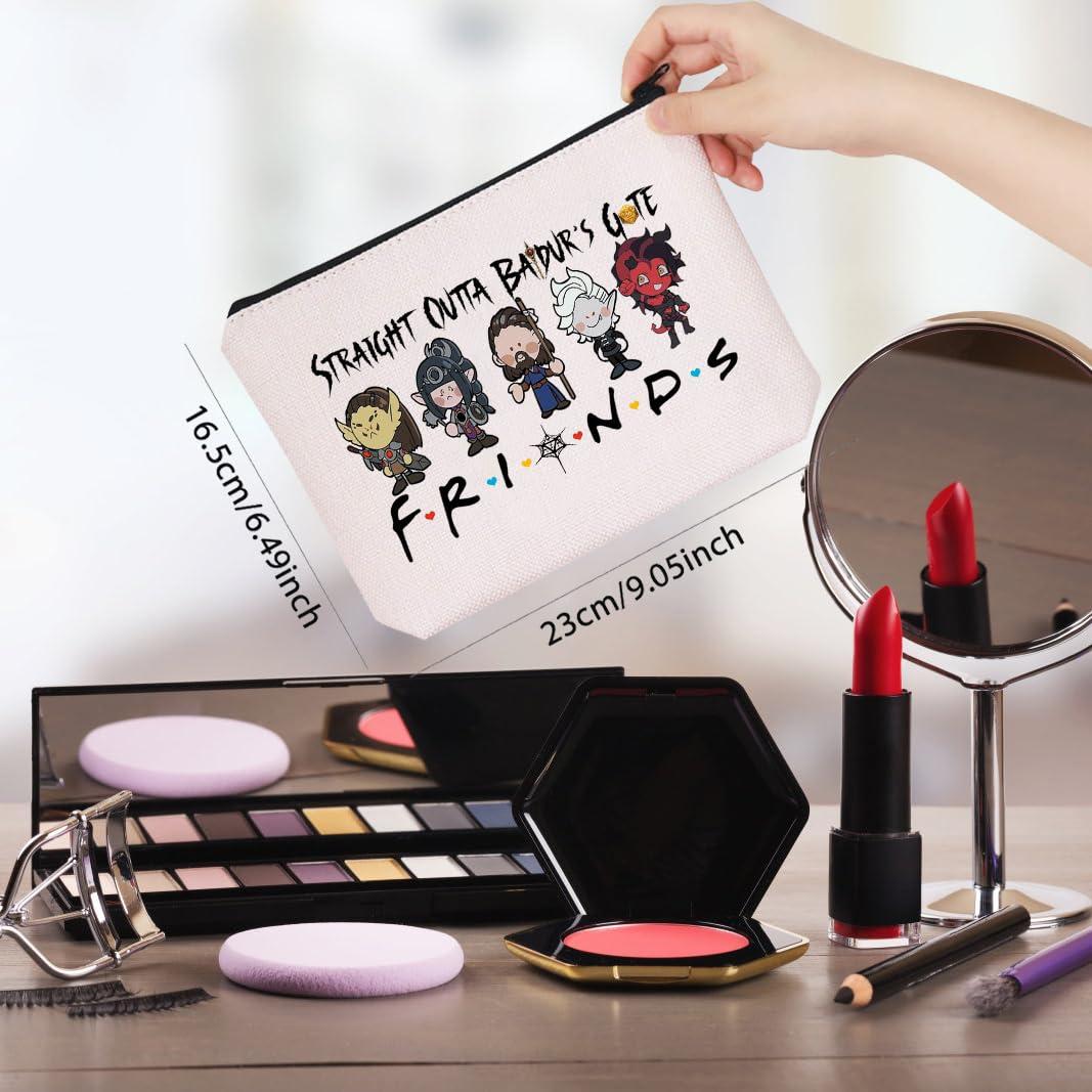 WCGXKO WCGXKO Novelty Gamer Gift Straight Outta Baldurs Gate Zipper Pouch Makeup Bag (B-Outta Baldur Gate), beige