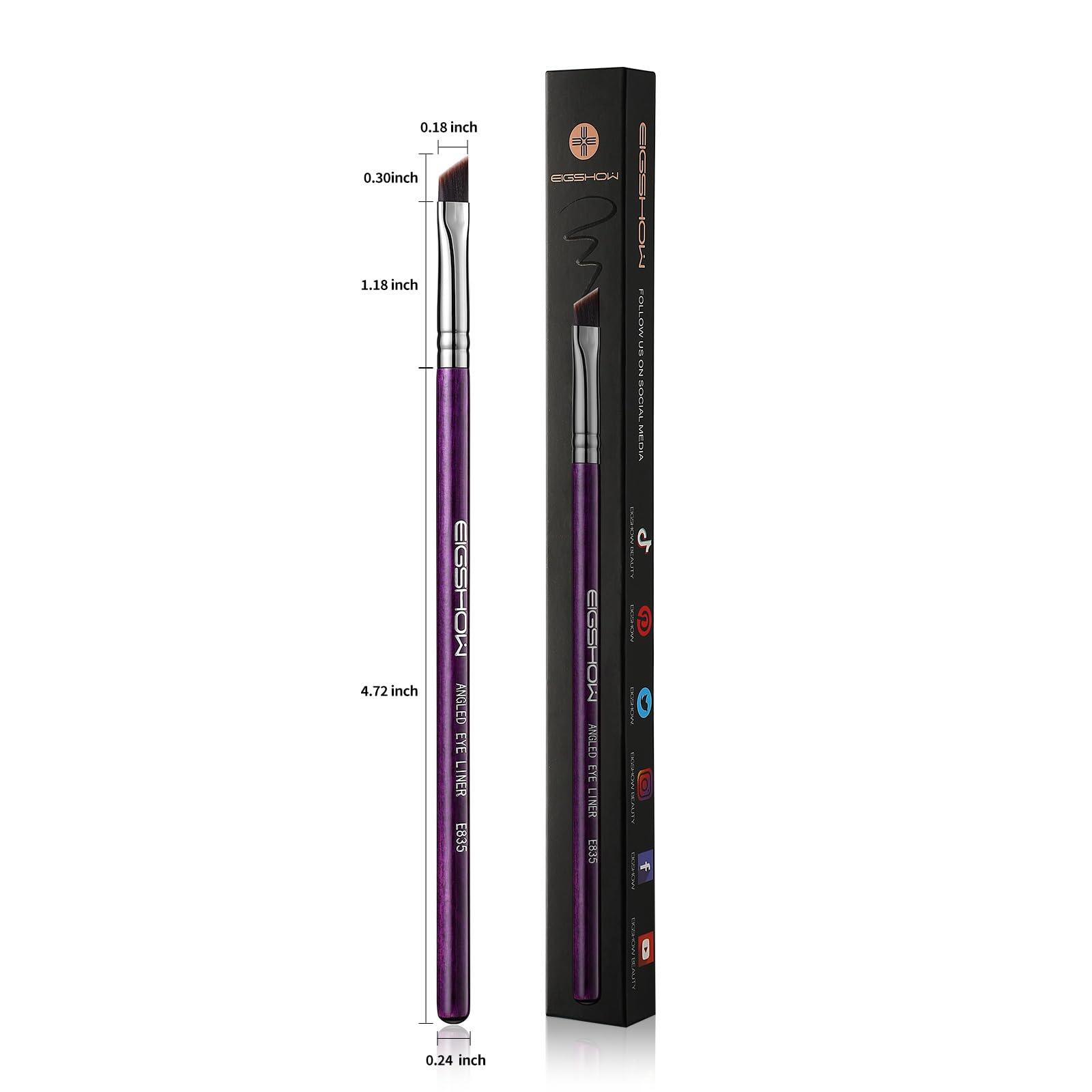 EIGSHOW Eyeliner Brush Fine Angled - PRO Precision Gel Eye Liner Makeup Brush -Ultra Thin Slanted Flat Angle - Premium Cruelty Free Synthetic Bristles (E835 Purple)