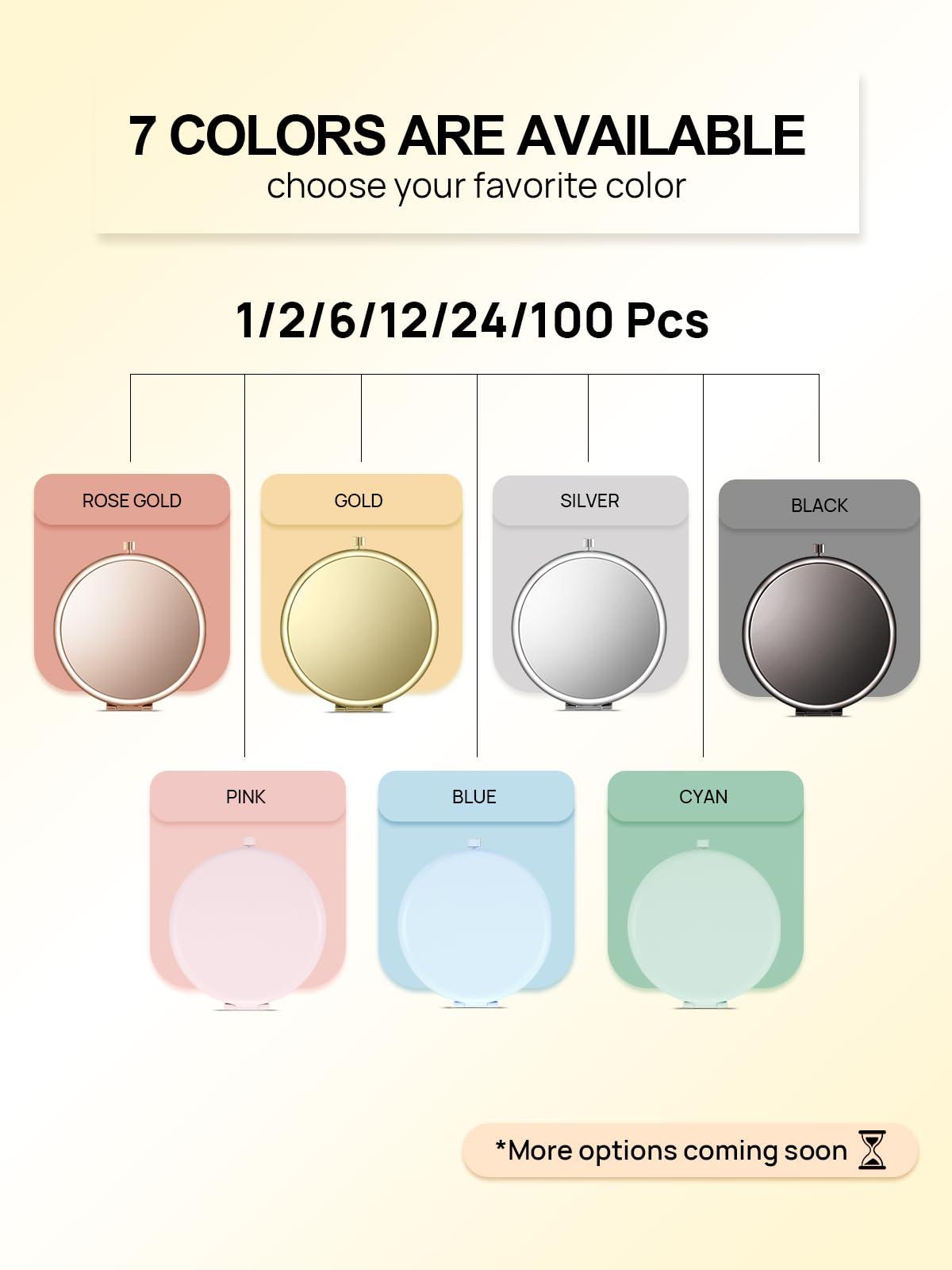 Getinbulk Getinbulk Compact Mirror Bulk, Pack of 24 Double-Sided 1X/2X Magnifying Metal Makeup Mirrors((Round,Gold)