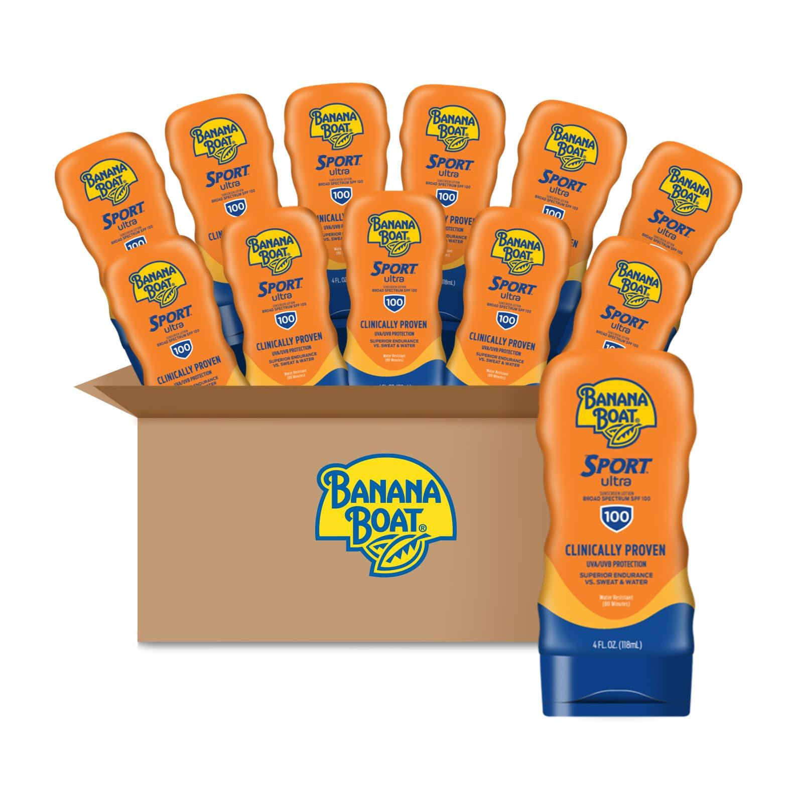 Banana Boat Banana Boat Sport Ultra SPF 100 Sunscreen Lotion Case, 4oz | Banana Boat Sunscreen Lotion SPF 100, Banana Boat Sunscreen SPF 100 Lotion, High SPF Sunscreen Pack SPF 100, 4oz(Pack of 6, 12 Count Total)