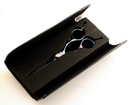 Sanguine Left Handed Hair Scissors, Left Hand Hairdressers and Barber Shears, Titanium Sheen 6 inch - Presentation Case