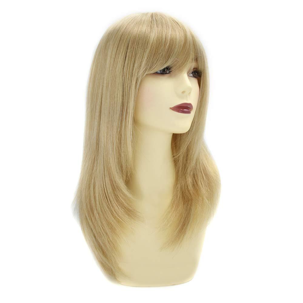 LHC Hand-Tied Mono Top Wig Brown Blonde Straight Synthetic Hair Monofilament Wigs (#P613)