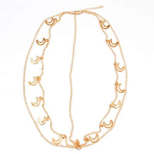 Fdesigner Fdesigner Boho Gold Moon Hair Chain Head Chain Layered Headpiece Festival Hair Accessories for Women and Girls