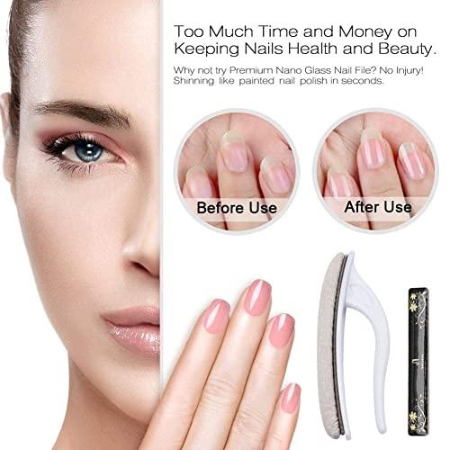 beUakso Premium Upgrade Nano Glass Nail File and Chamois Nail Buffers for Acrylic Nails / All in One Step / beUakso Natural Nail Buffer and Shine Kit