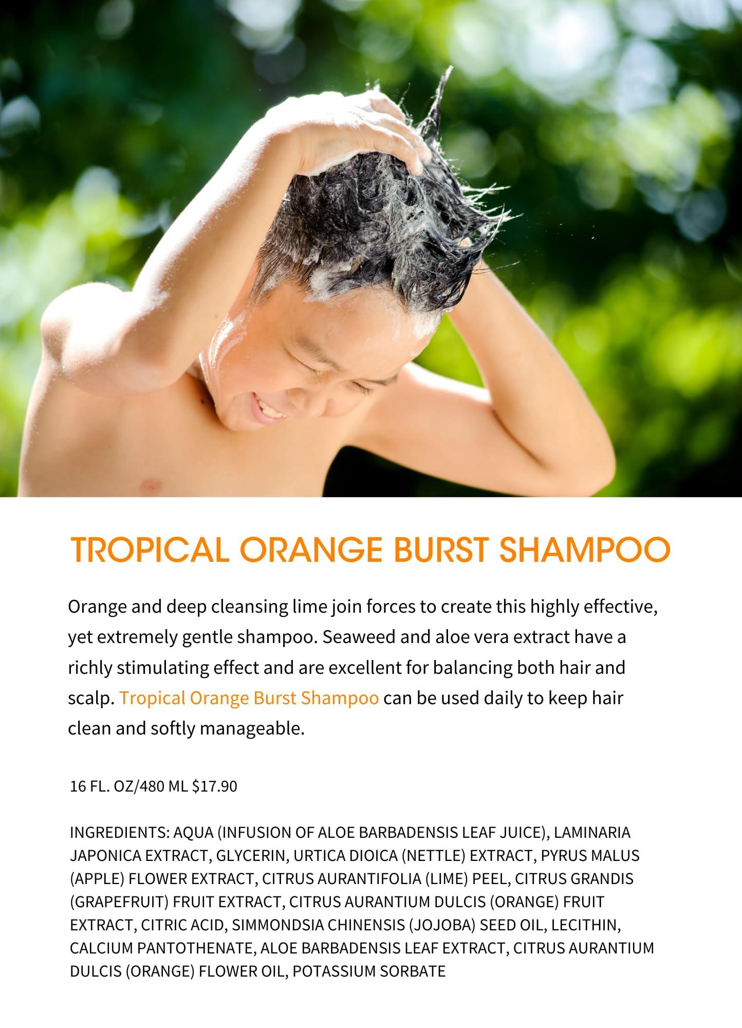 Clean Kids Naturally Clean Kids Naturally Tropical Orange Burst Shampoo, All-Natural, Gluten-free, Vegan, and Cruelty-free, Paraben-Free, EWG Verified, 16 oz (2 Bottles)